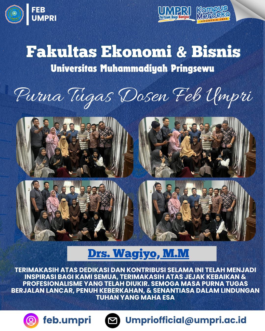 Purna Tugas Drs. Wagiyo, M.M.: Jejak Pengabdian yang Akan Selalu Dikenang